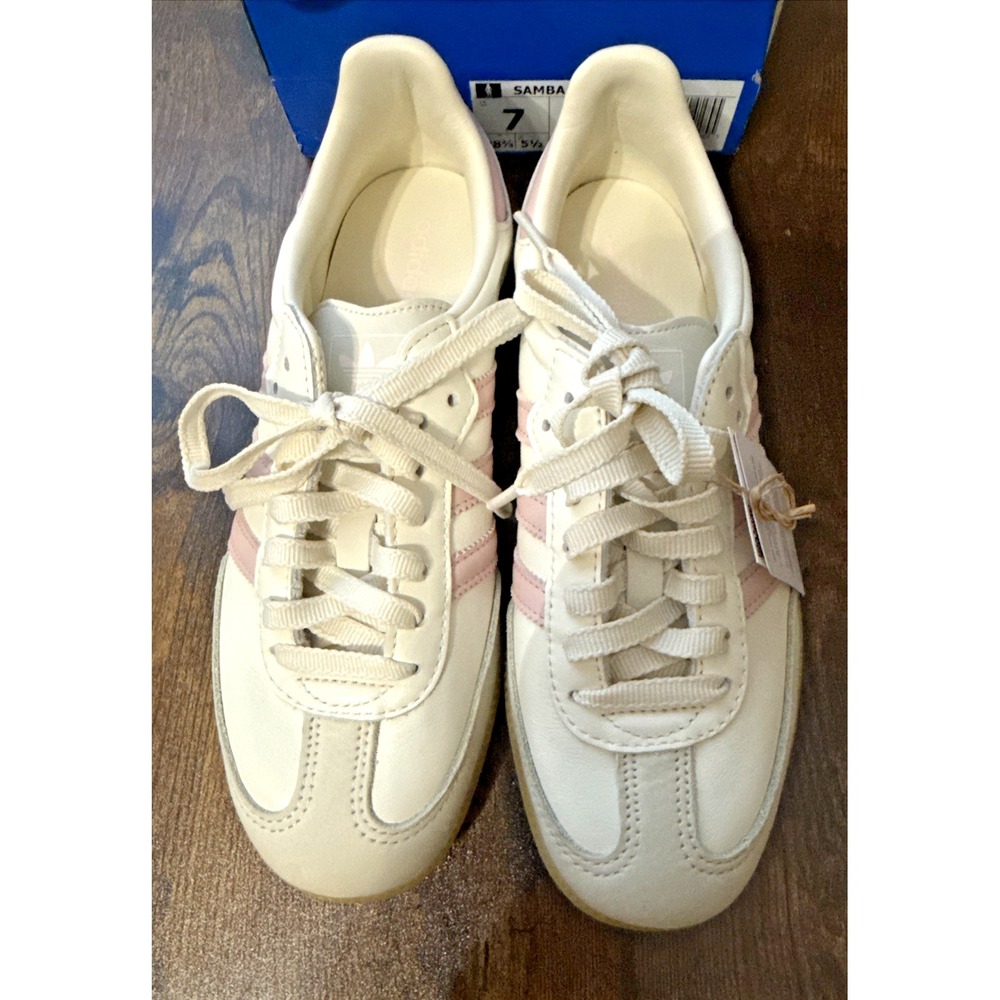 Adidas Samba OG W Women 7 Off White Sandy Pink New IH9059 Leather Sneakers